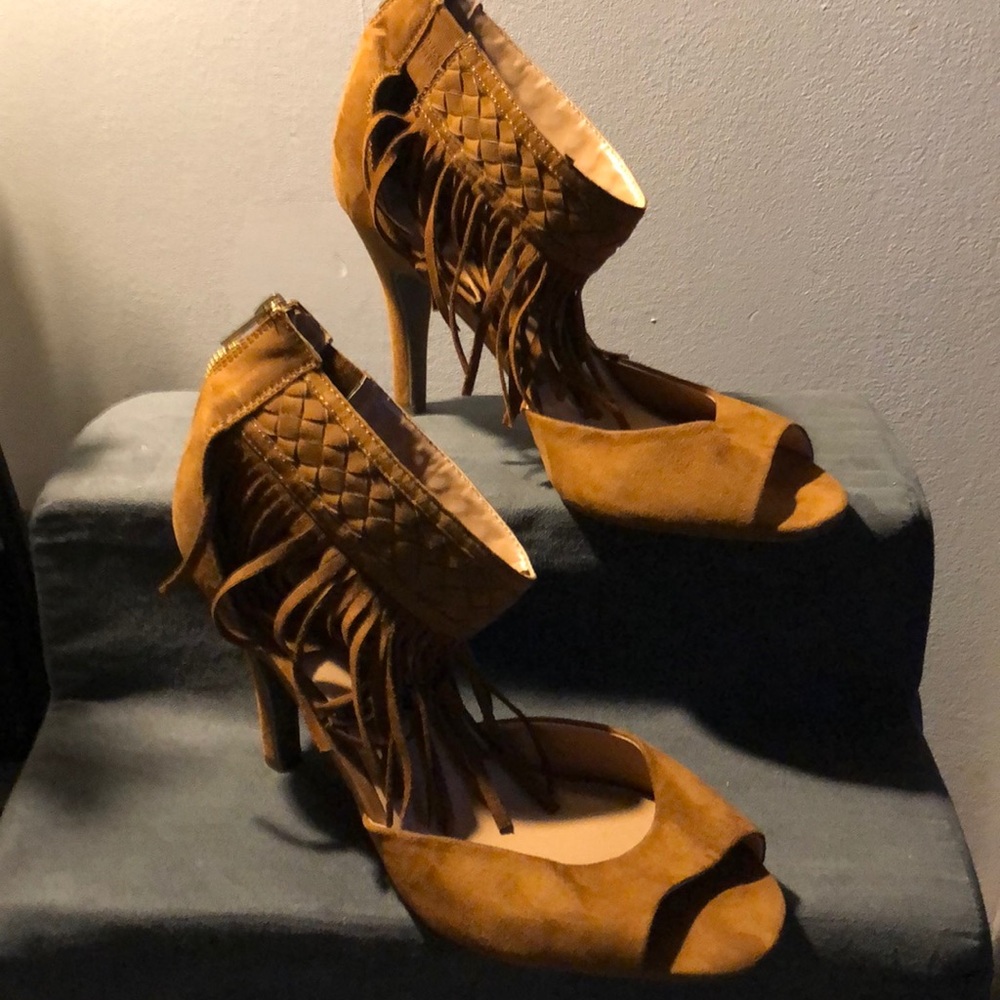 Ladies Brown Open-Toe Heels Sz 12w